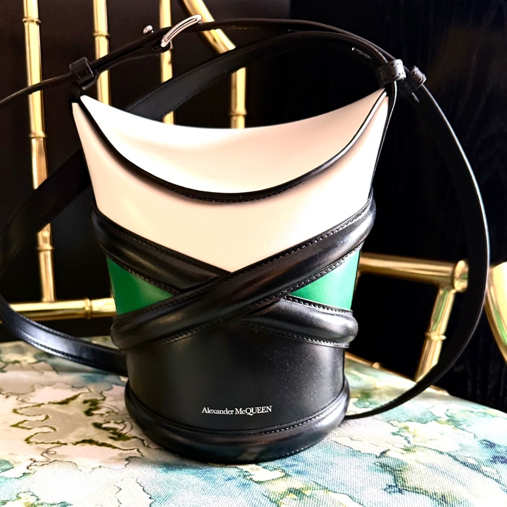 Alexander McQueen Black, Green, and White Crossbody Bag